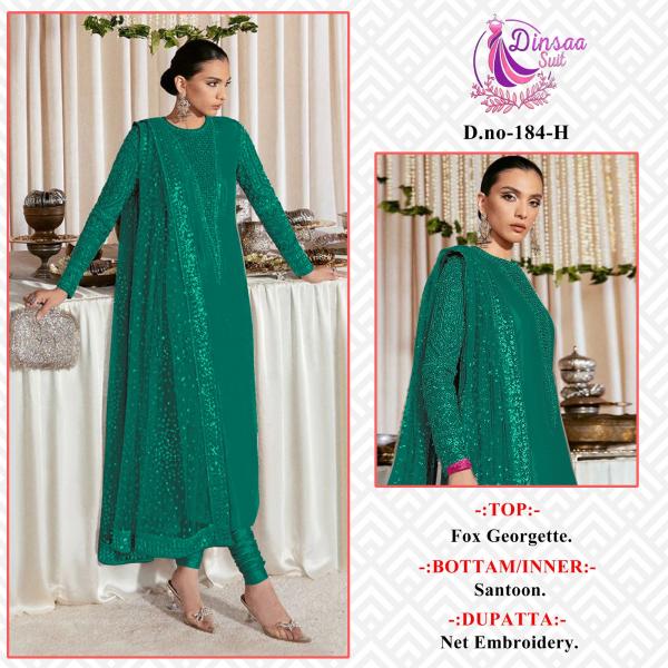 Dinsaa 184 E To H Festive Designer Pakistani Suits Collection